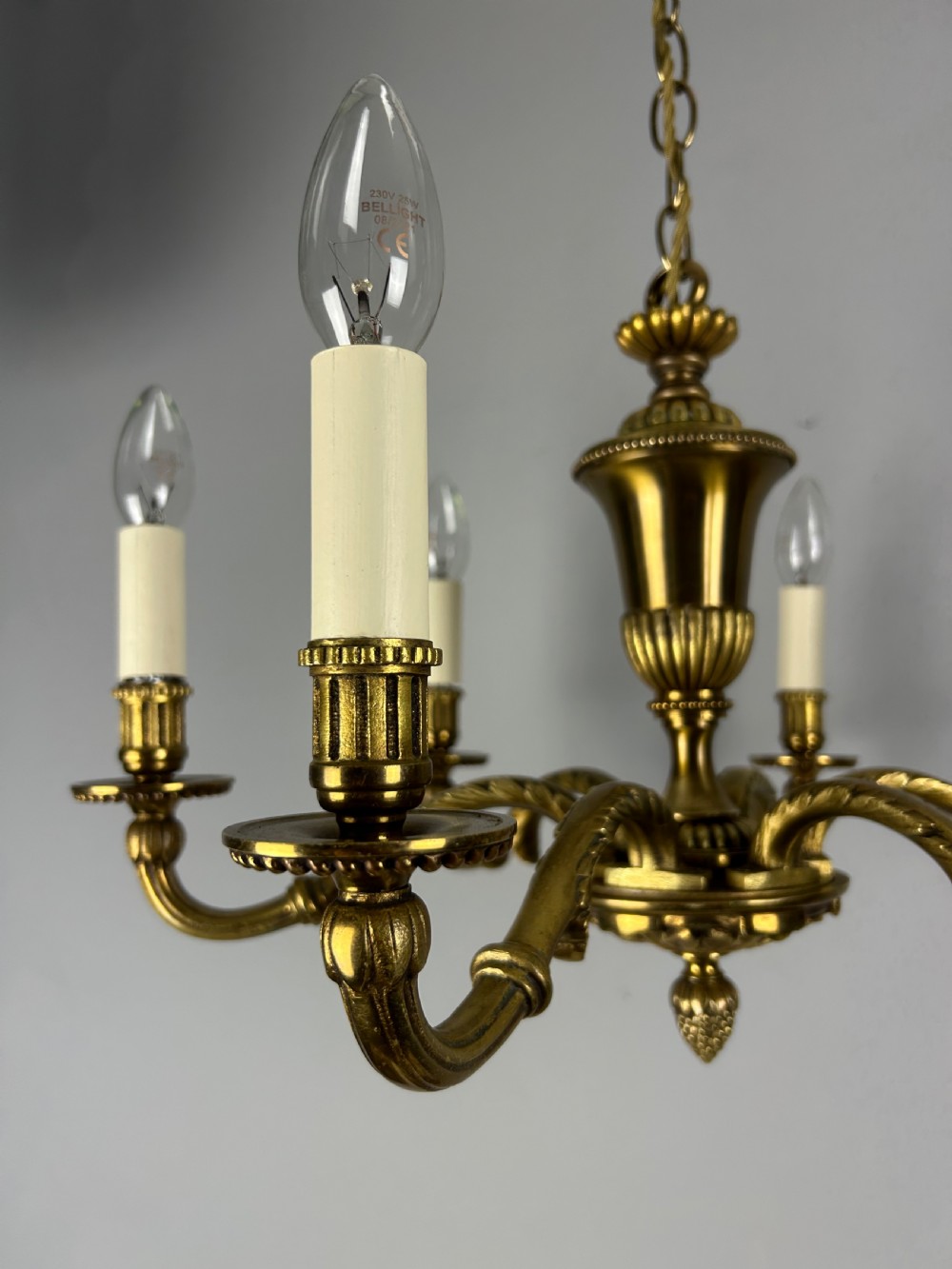 French Gilded Brass 6 Light Antique Chandelier View IX