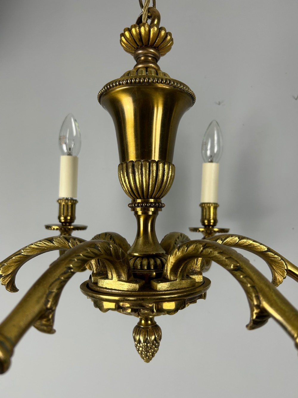 French Gilded Brass 6 Light Antique Chandelier View XI