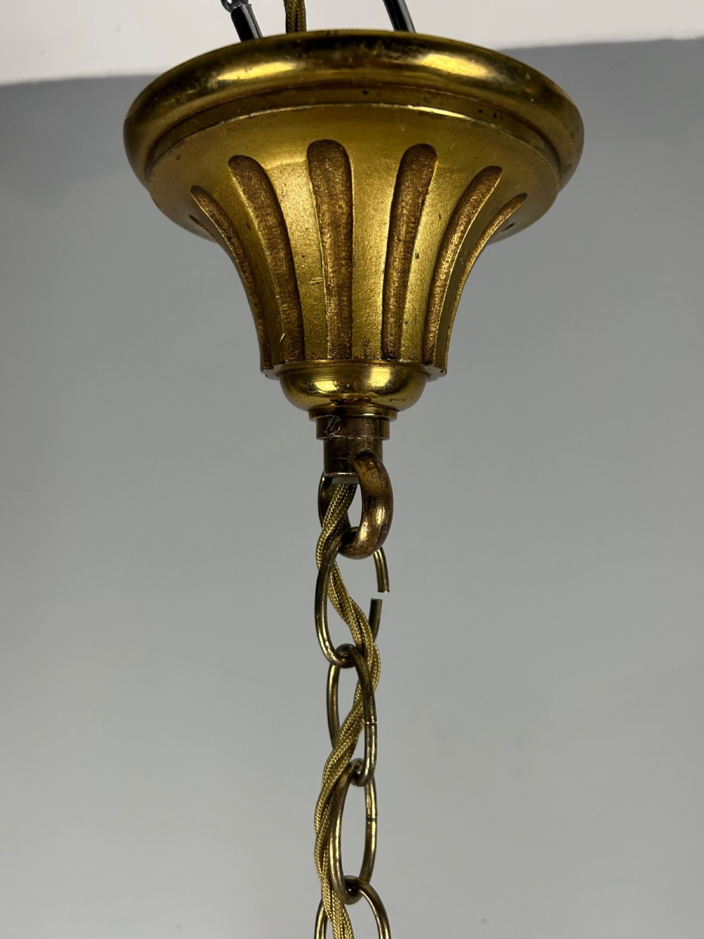 French Gilded Brass 6 Light Antique Chandelier View XII