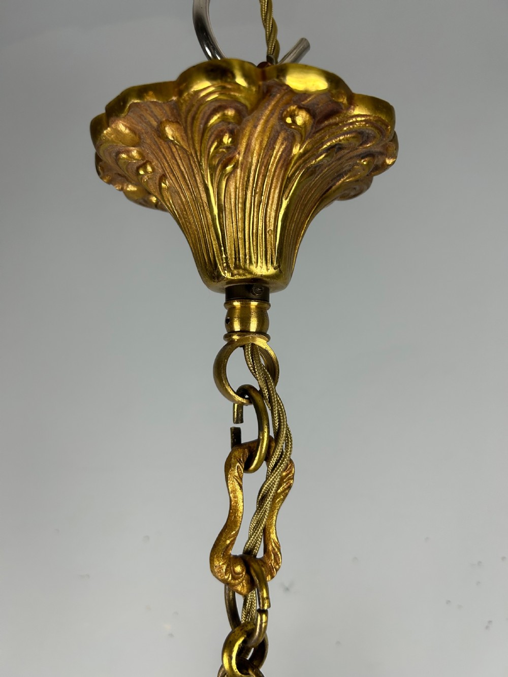 French Gilt Brass 5 Light Chandelier, Ceiling Light View X