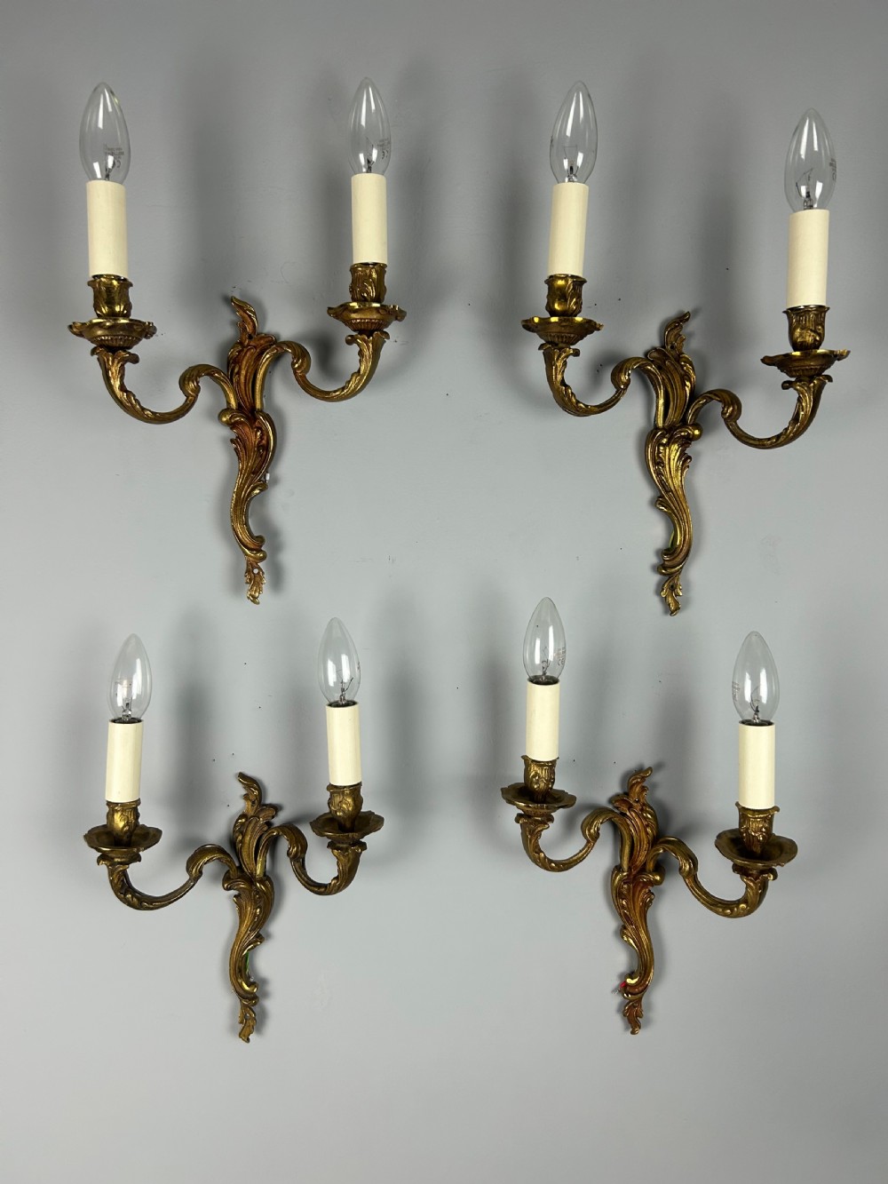 Set of 4 French Gilded Antique Wall Lights