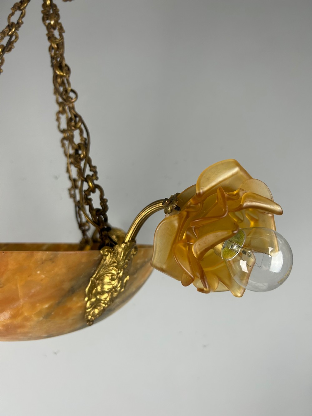 French Alabaster 4 Light Plafonnier, Ceiling Light, Chandelier  View VIII