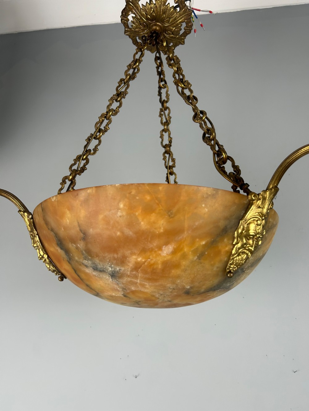 French Alabaster 4 Light Plafonnier, Ceiling Light, Chandelier  View IX