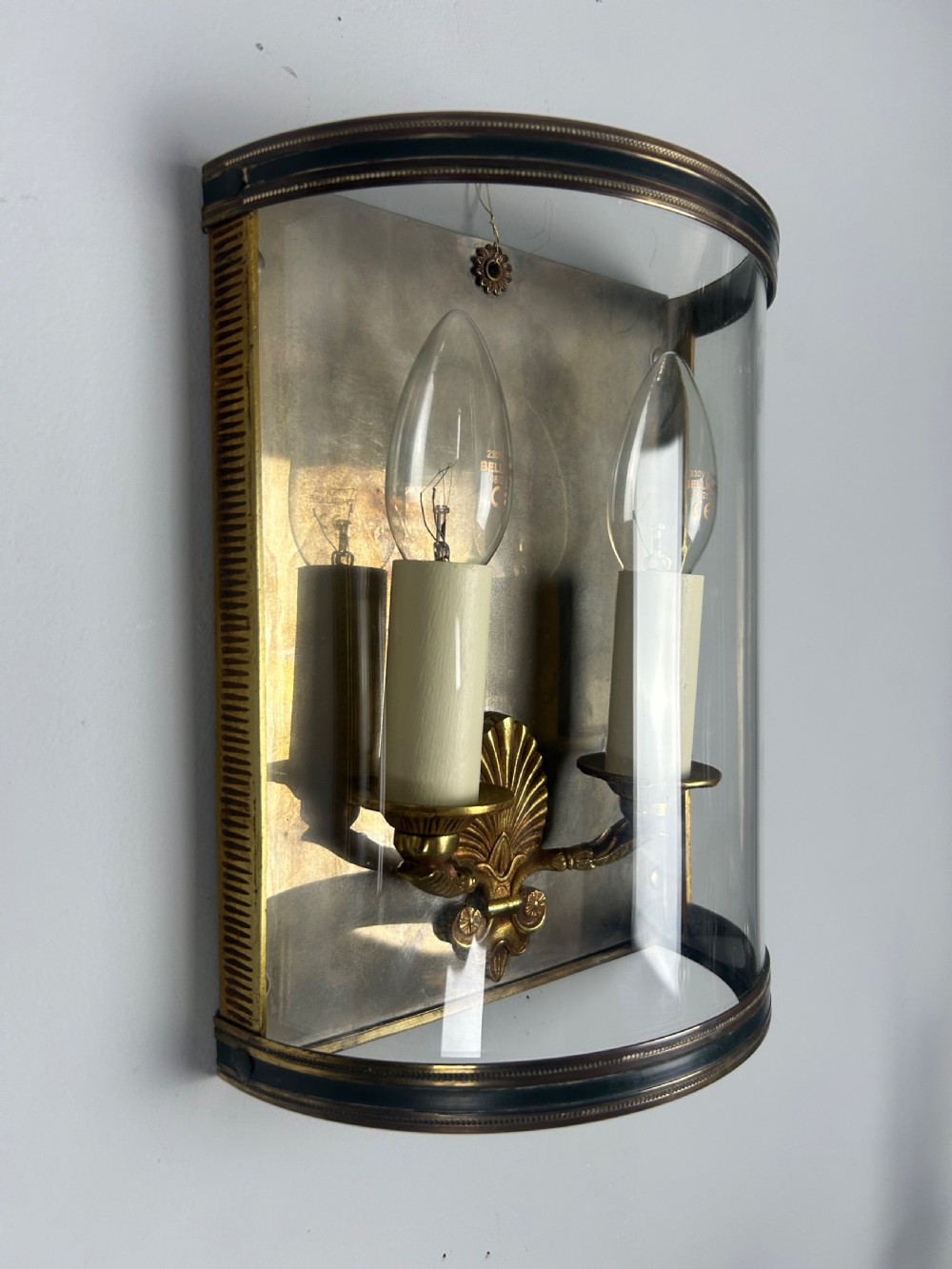Set of 4 French Empire Gilded Convex Half Lanterns, Wall Lights View II