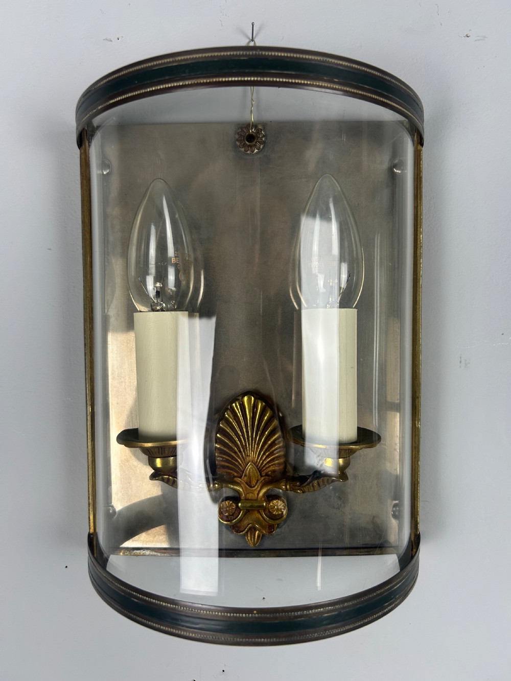 Set of 4 French Empire Gilded Convex Half Lanterns, Wall Lights View III