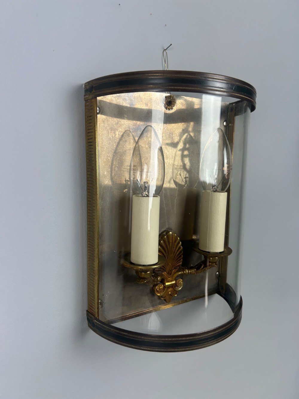 Set of 4 French Empire Gilded Convex Half Lanterns, Wall Lights View V
