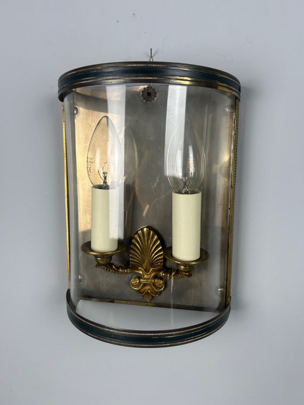 Set of 4 French Empire Gilded Convex Half Lanterns, Wall Lights View VI