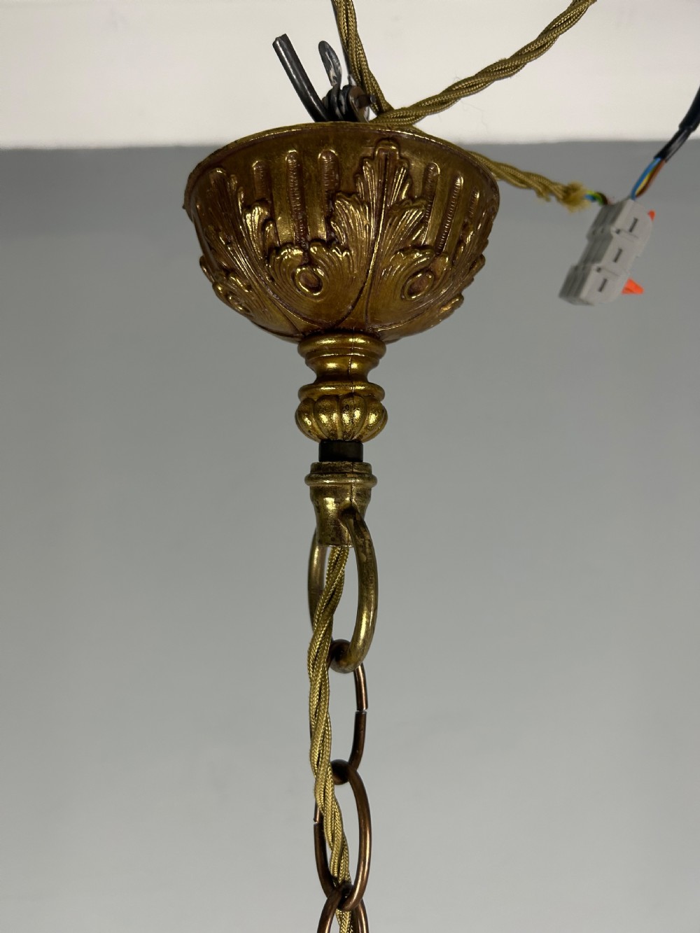 French Gilt Brass 5 Light Chandelier, Ceiling Light View IX