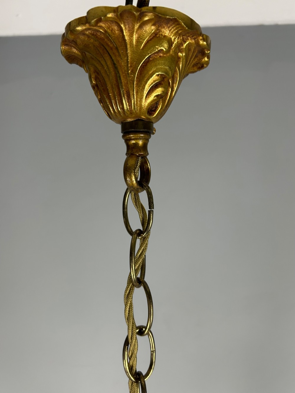 French Gilded & Crystal 3 Light Chandelier View XIV