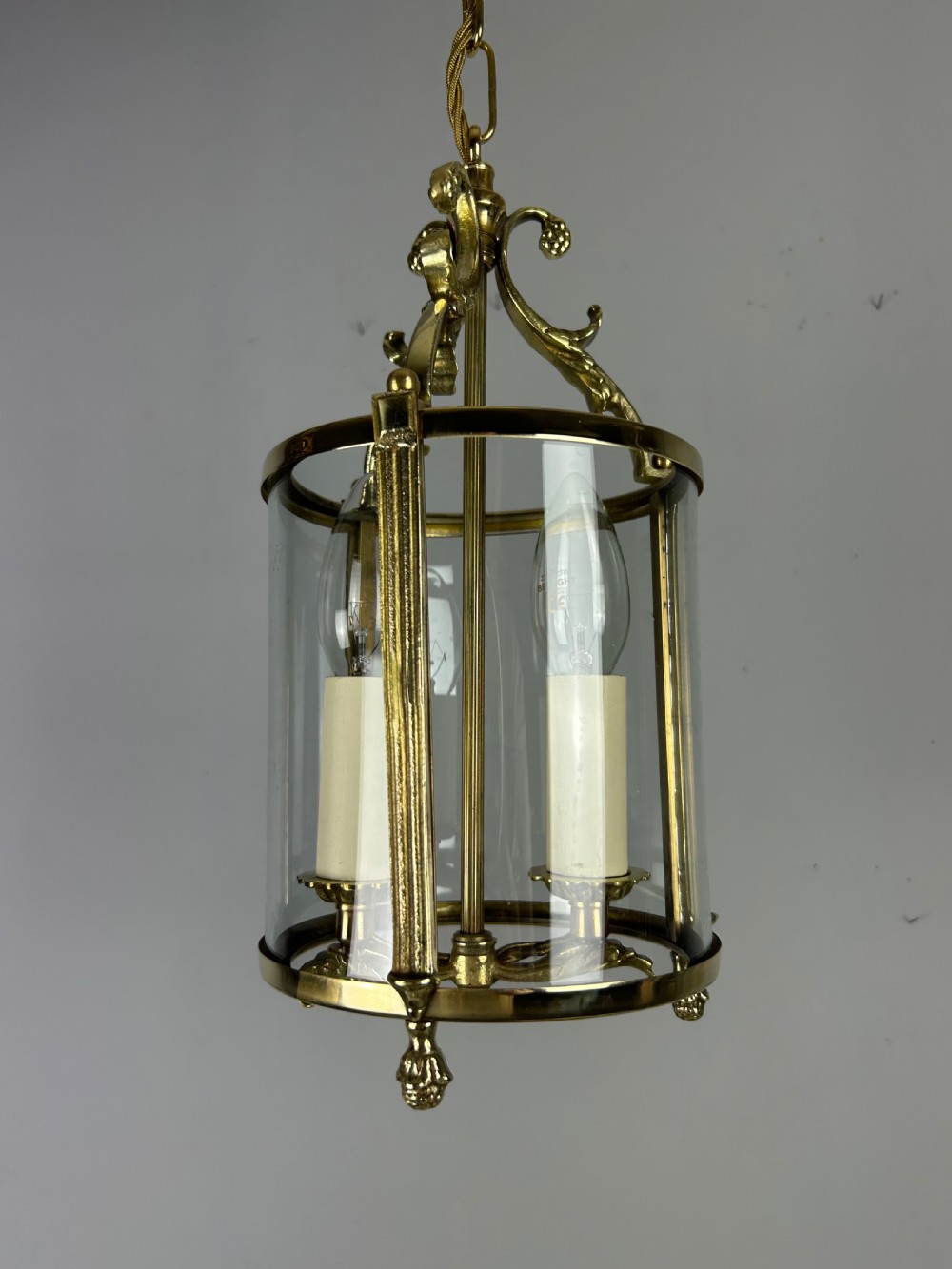 Small French Twin Light Polished Brass Lantern View VII