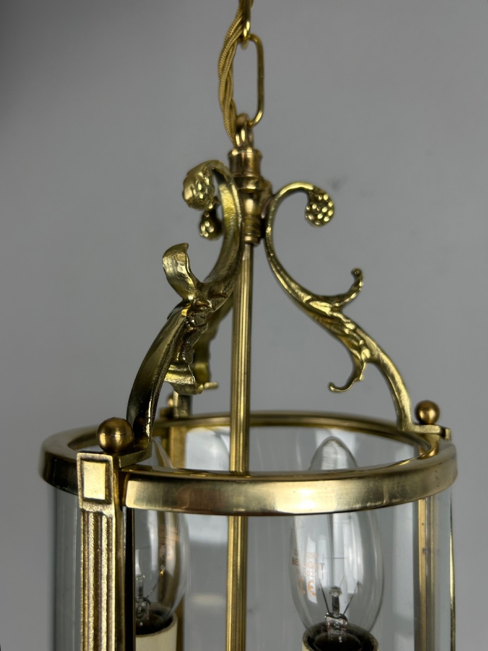 Small French Twin Light Polished Brass Lantern View IX