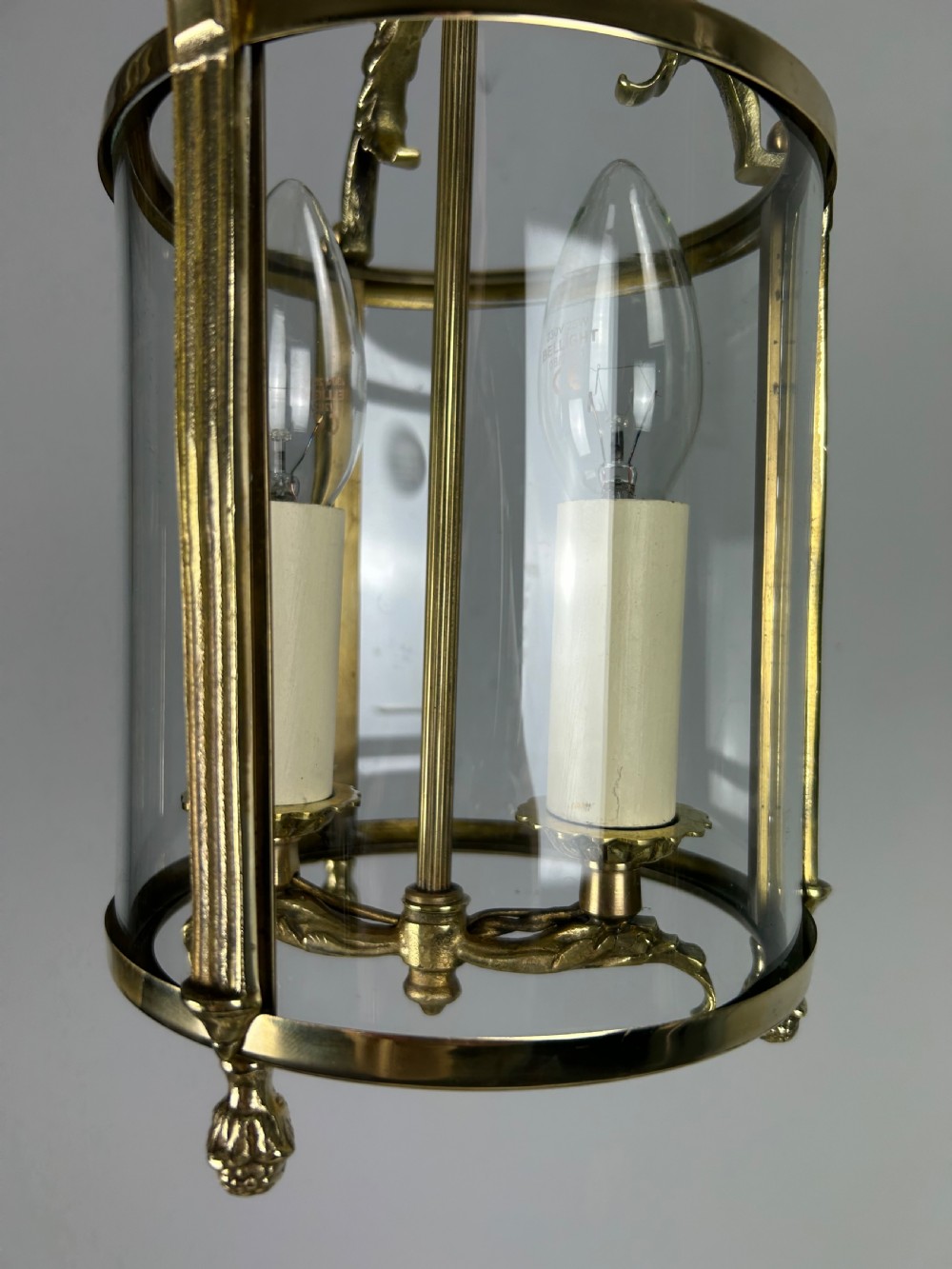 Small French Twin Light Polished Brass Lantern View X