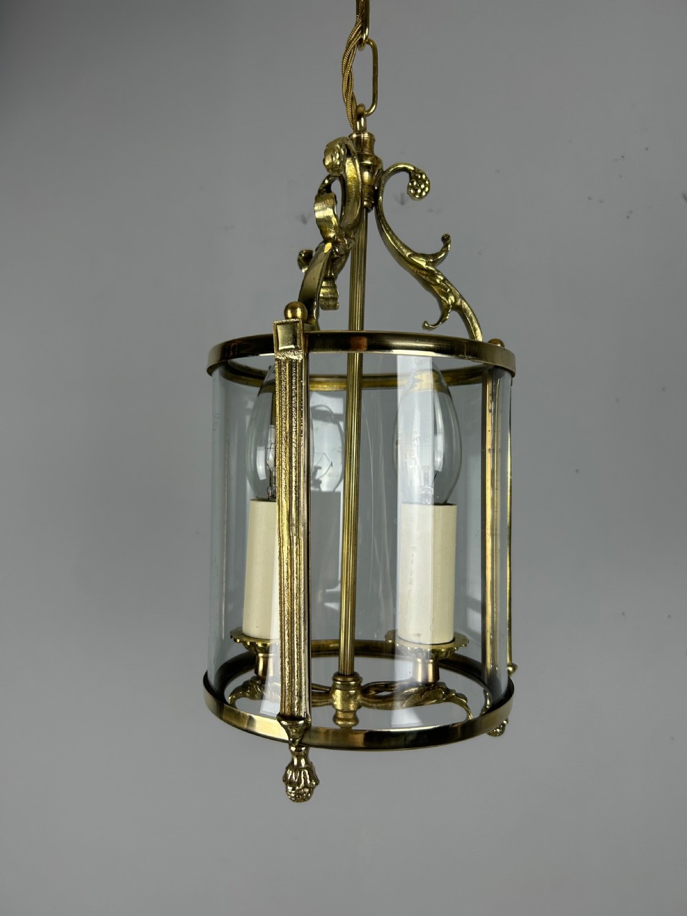 Small French Twin Light Polished Brass Lantern View XI