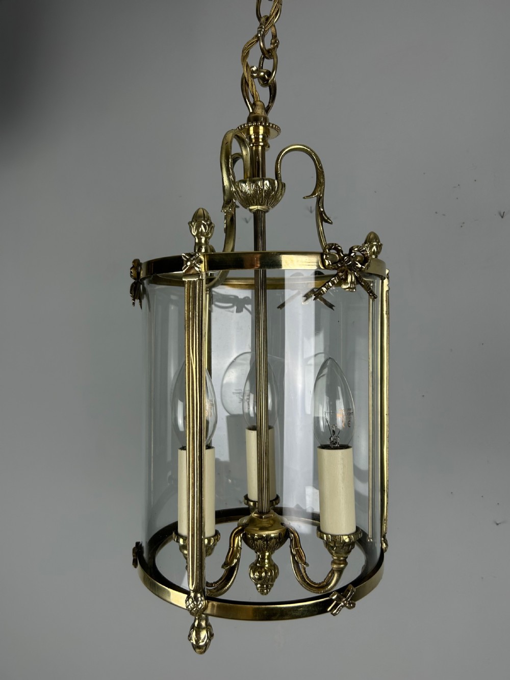 French Polished Brass Triple Light Lantern