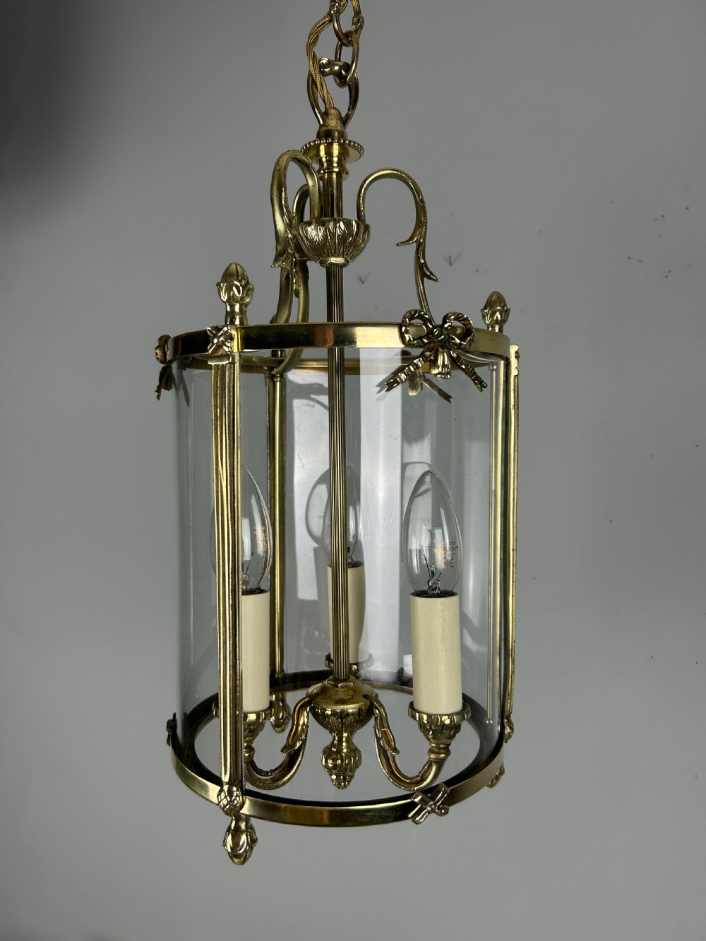 French Polished Brass Triple Light Lantern View XIV