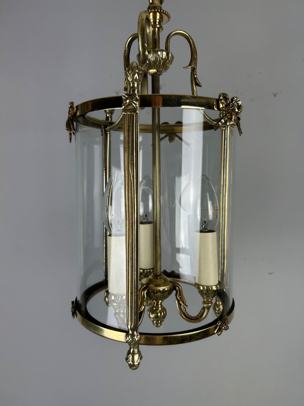French Polished Brass Triple Light Lantern View XV