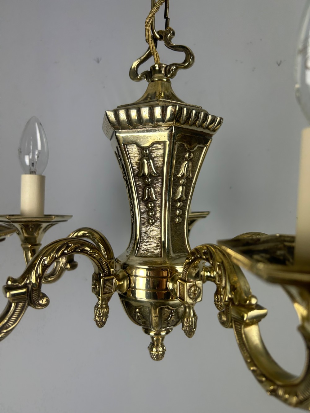 French Repolished Brass 5 Light Antique Chandelier View V