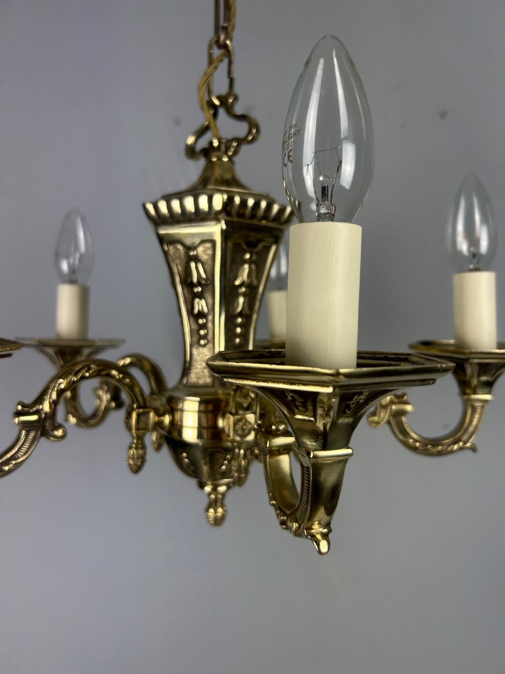 French Repolished Brass 5 Light Antique Chandelier View VII