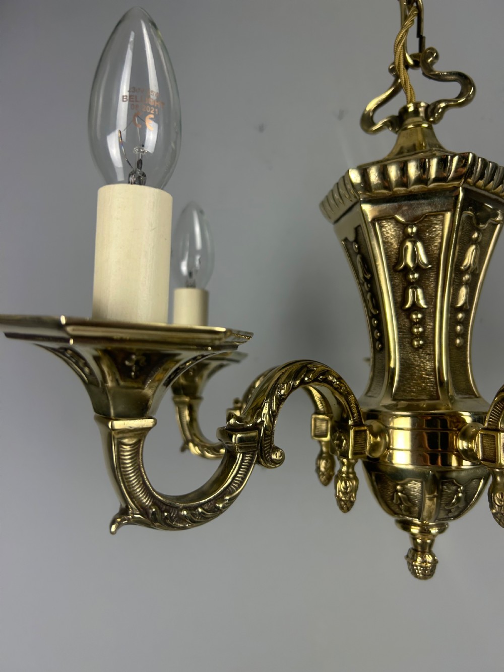 French Repolished Brass 5 Light Antique Chandelier View XI