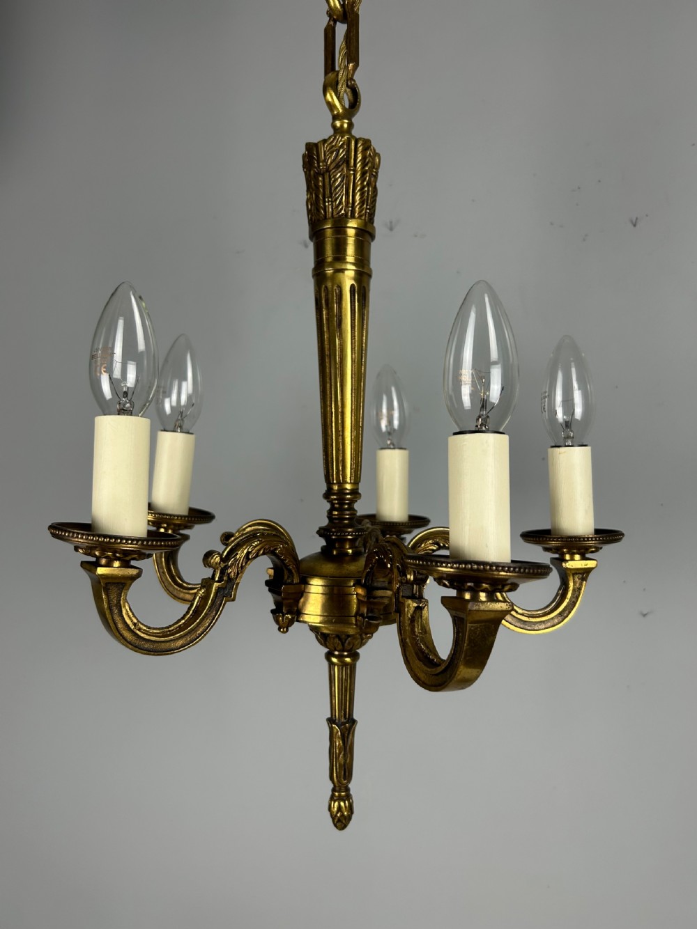 French Bronze Empire 5 Light Antique Chandelier
