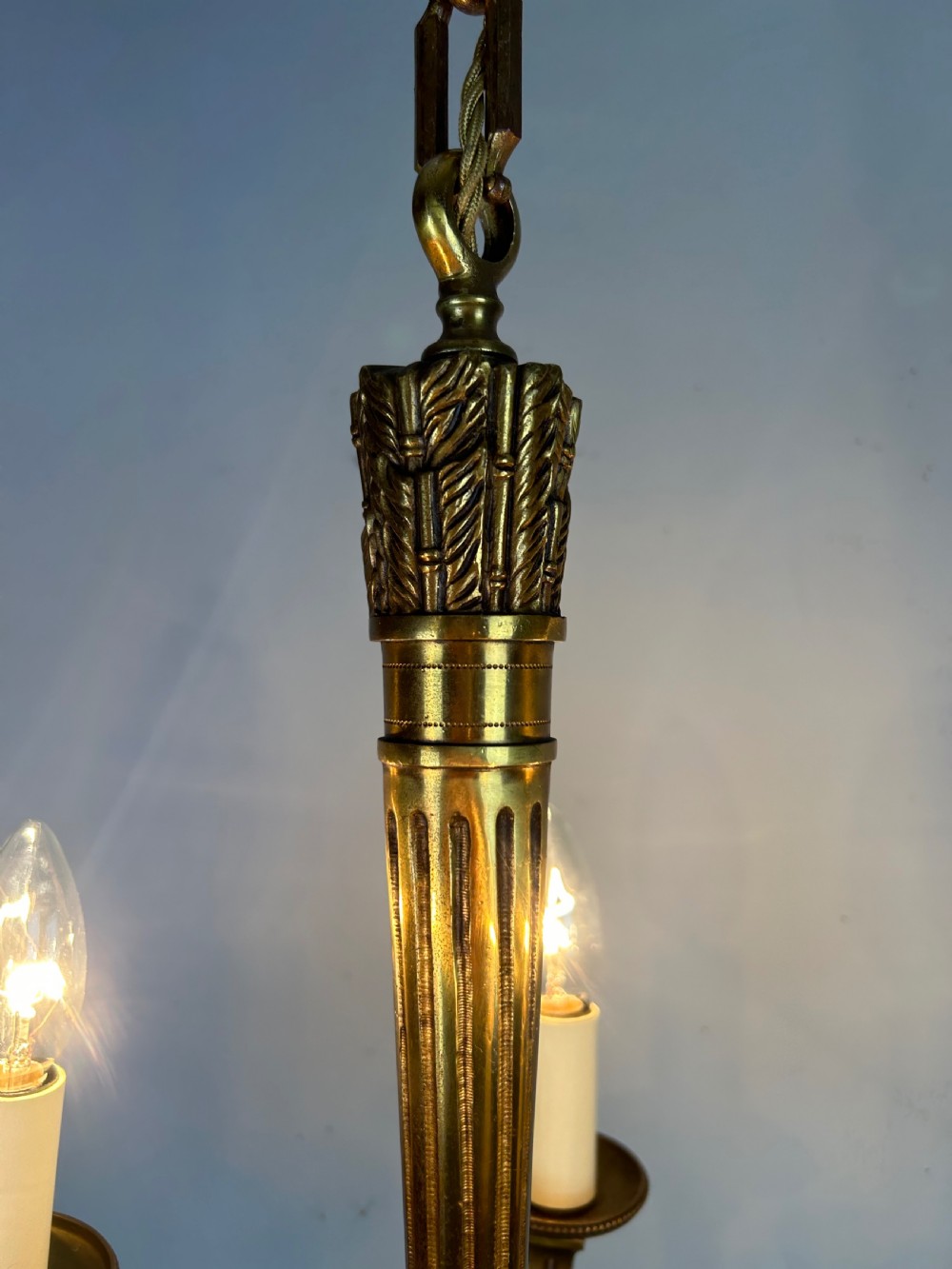 French Bronze Empire 5 Light Antique Chandelier View IV