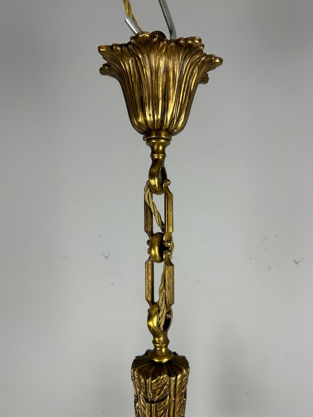 French Bronze Empire 5 Light Antique Chandelier View XI