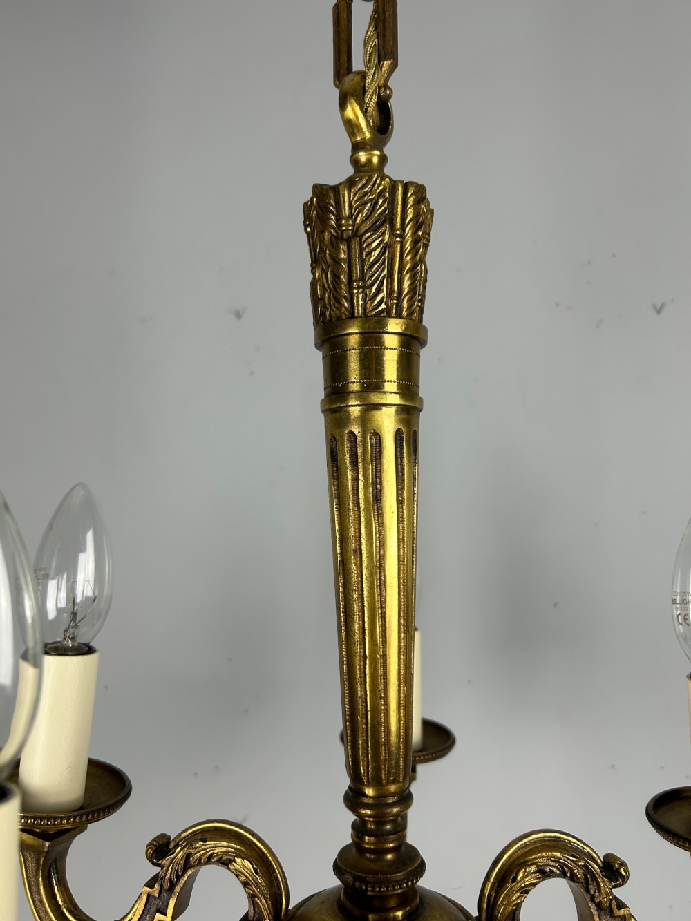 French Bronze Empire 5 Light Antique Chandelier View XII