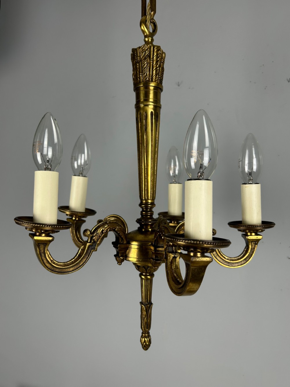 French Bronze Empire 5 Light Antique Chandelier View XIV