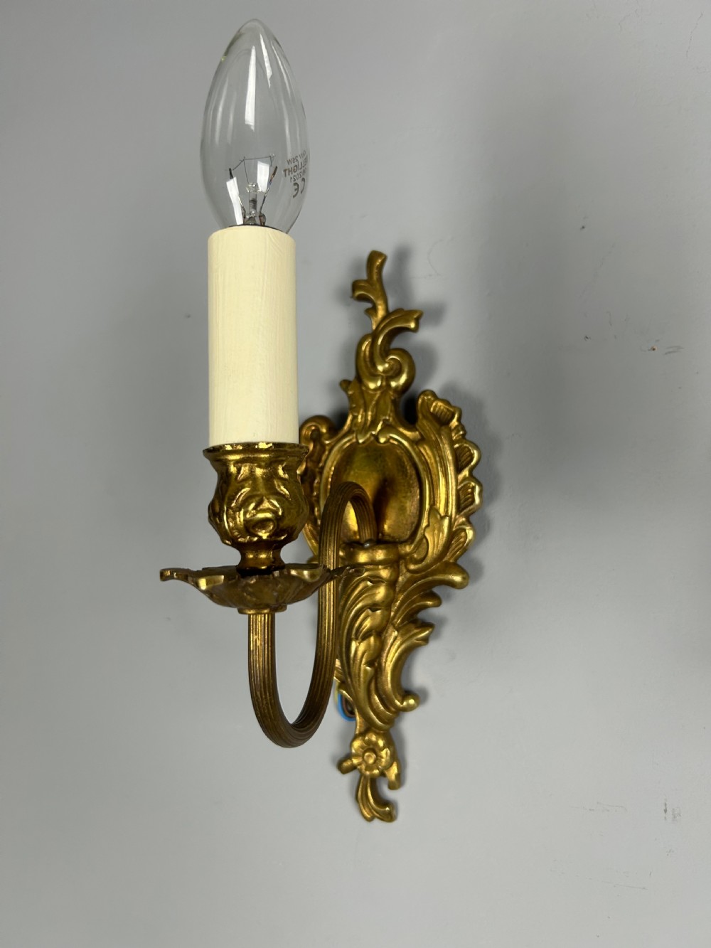 French Pair Of Single Arm Antique Gilt Brass Wall Lights View V
