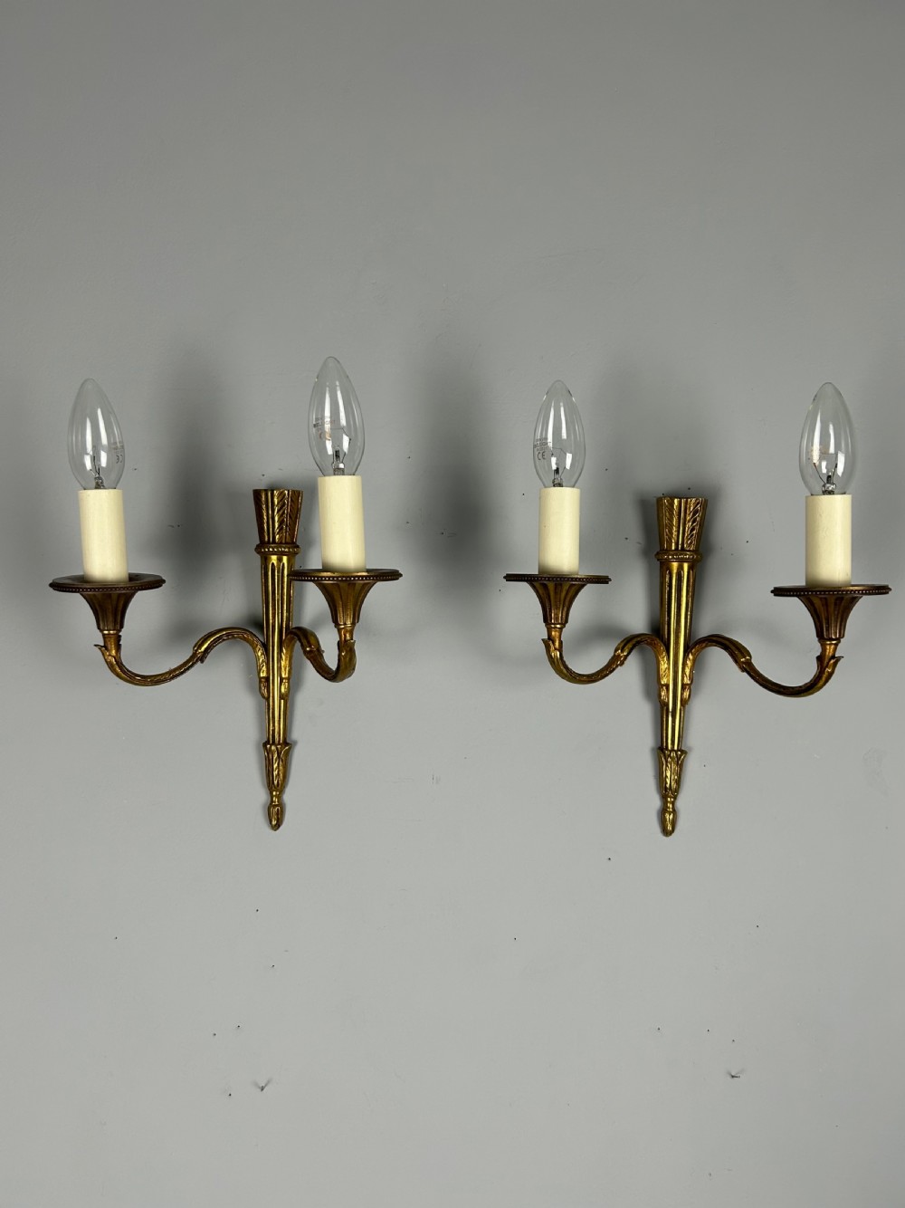 French Pair Of Gilded Empire Antique Wall Lights
