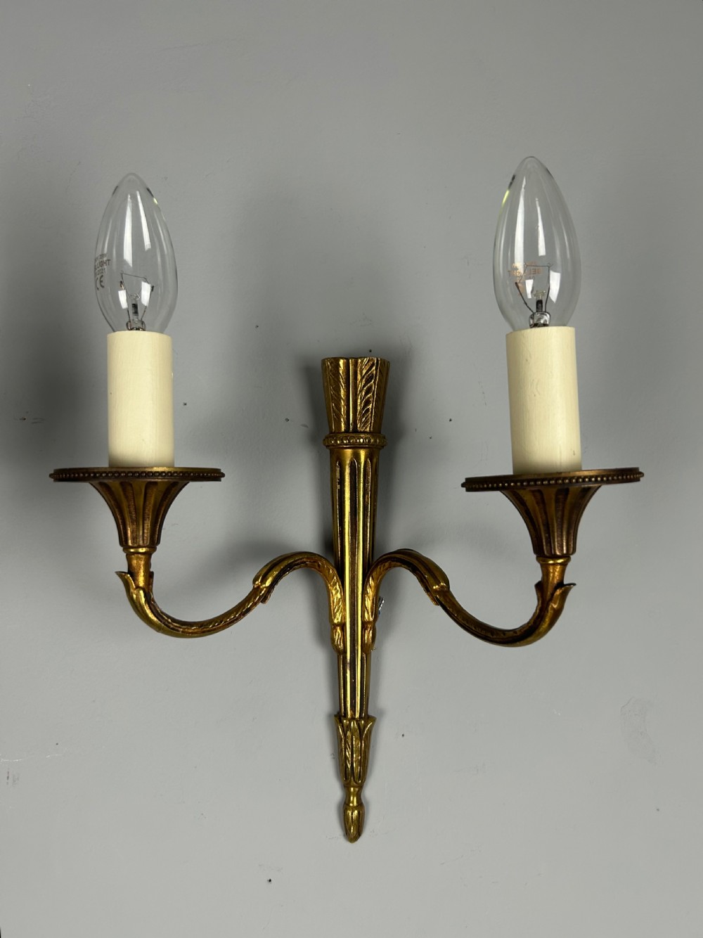 French Pair Of Gilded Empire Antique Wall Lights View IV