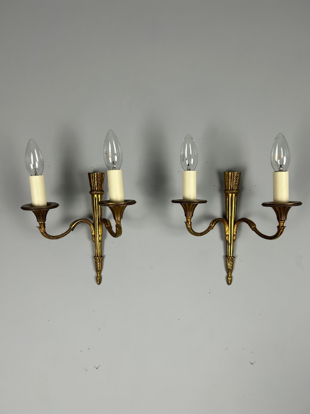 French Pair Of Gilded Empire Antique Wall Lights View V