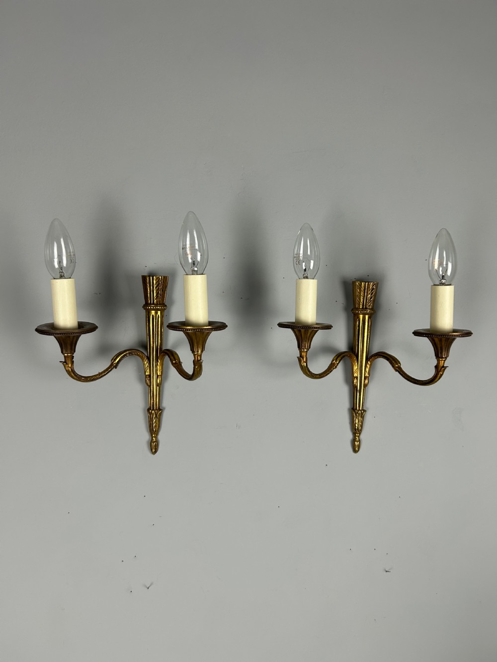 French Pair Of Gilded Empire Antique Wall Lights View VI