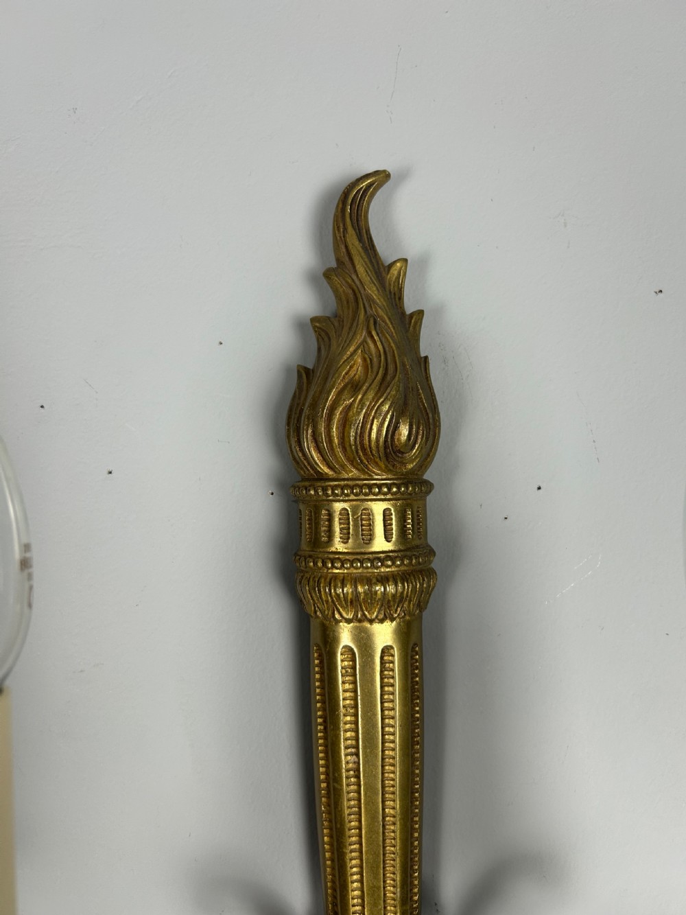 French Large Pair Of Gilded Brass Flame Wall Lights View VII