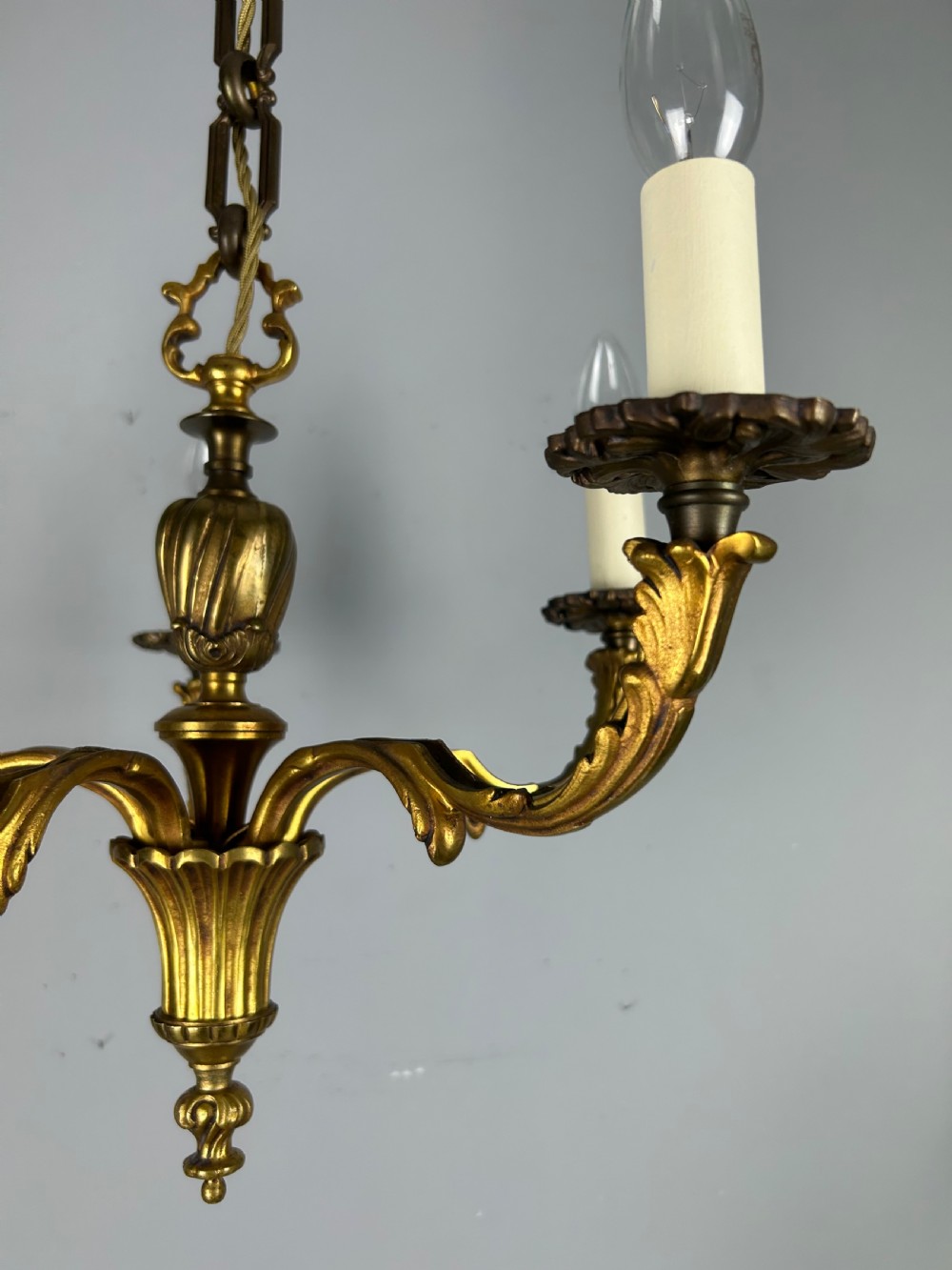 French Gilded Bronze 5 Light Antique Chandelier View VI