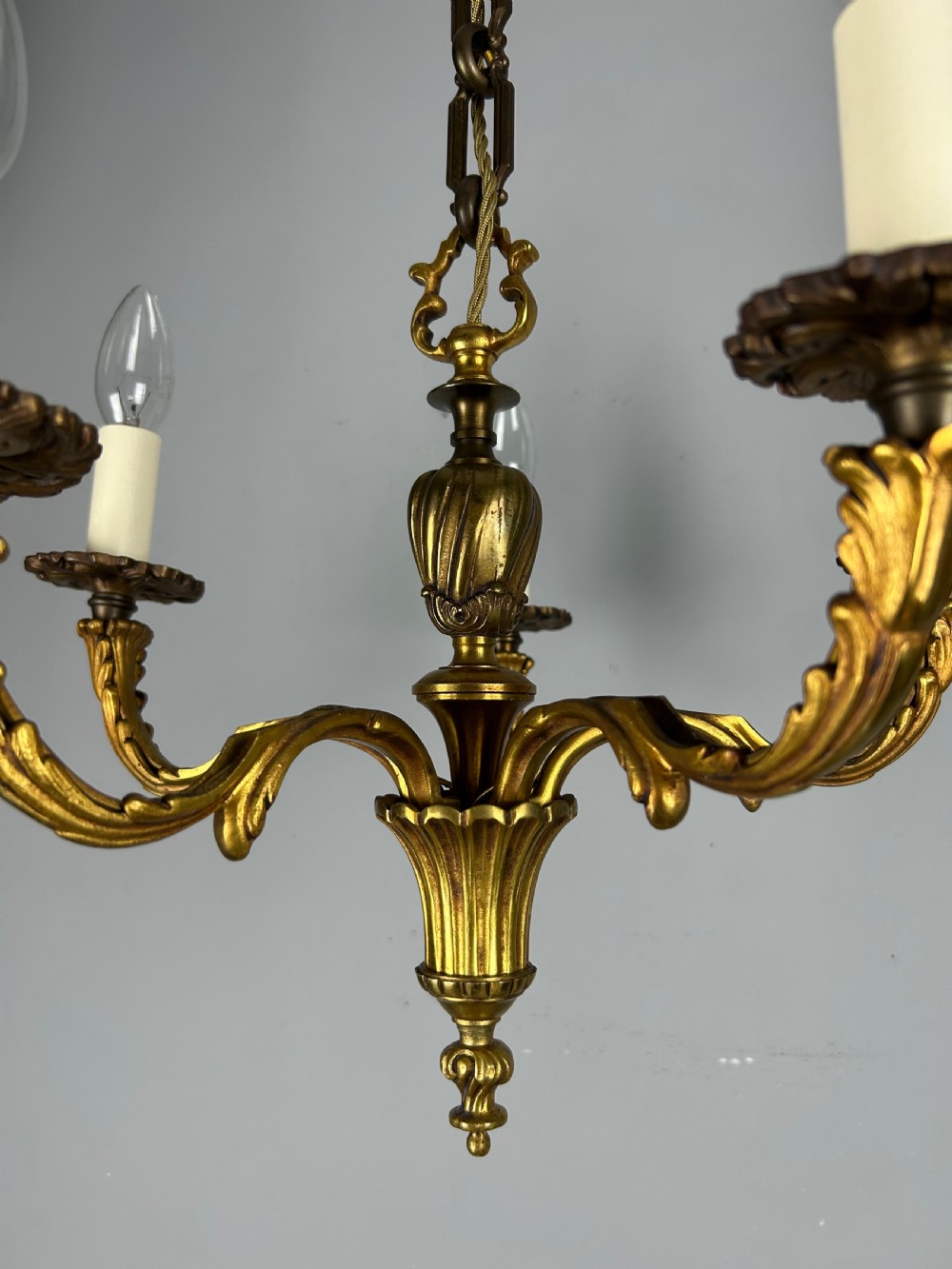 French Gilded Bronze 5 Light Antique Chandelier View VII