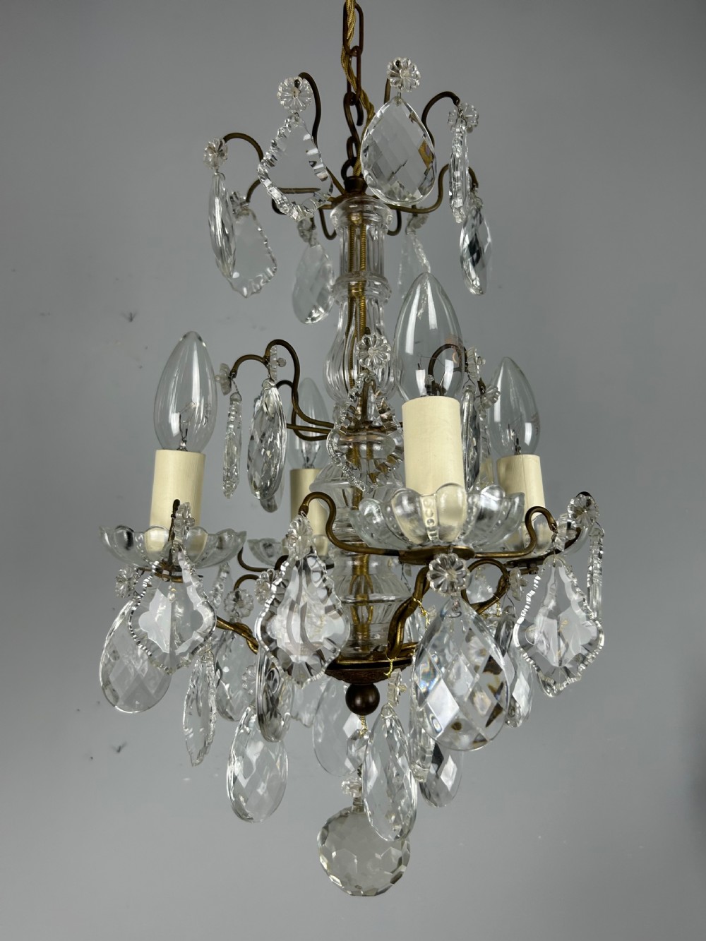 French 4 Light Mini Crystal Chandelier 
