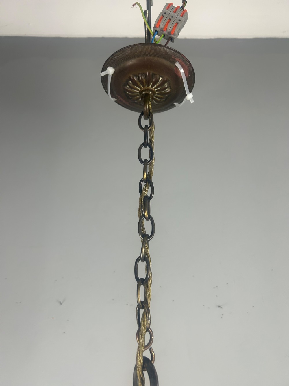 Large English Bronzed Brass Stained Glass Lantern  View VIII