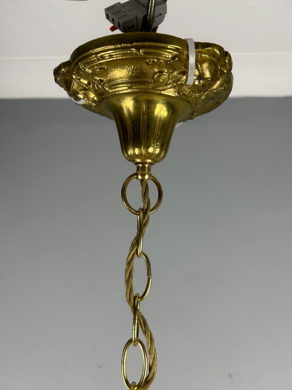 French Gilt Brass 4 Light Chandelier, Ceiling Light View II