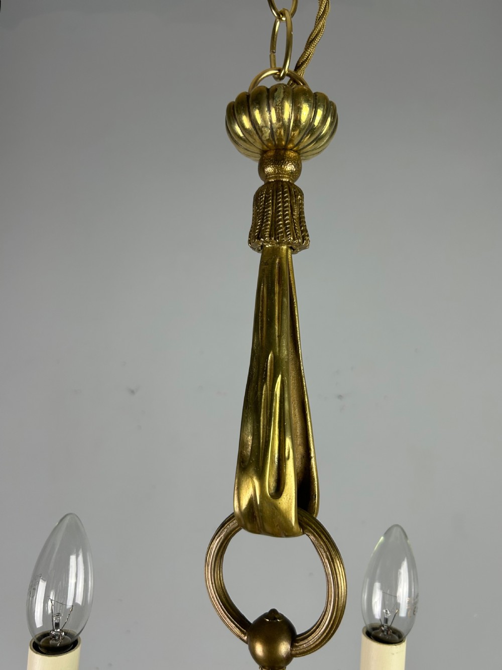 French Gilt Brass 4 Light Chandelier, Ceiling Light View IX
