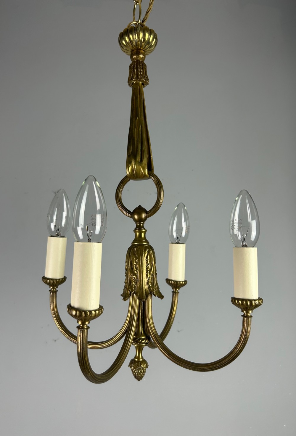 French Gilt Brass 4 Light Chandelier, Ceiling Light View X