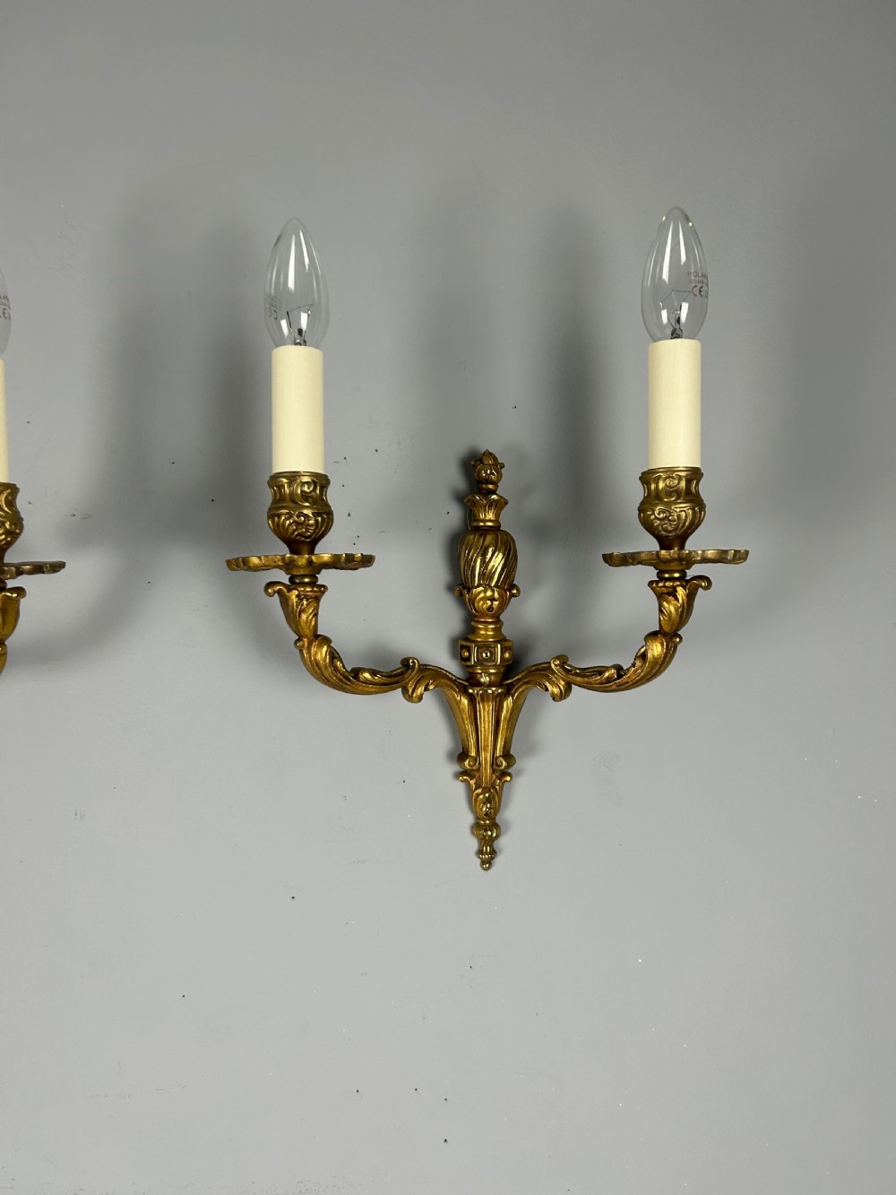 Pair of French Gilded Antique Wall Lights, Rewired View III