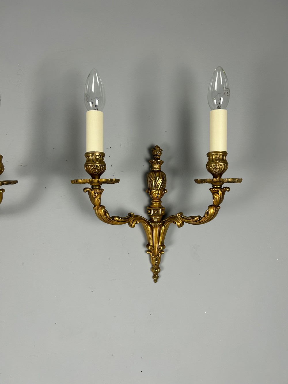 Pair of French Gilded Antique Wall Lights, Rewired View IV