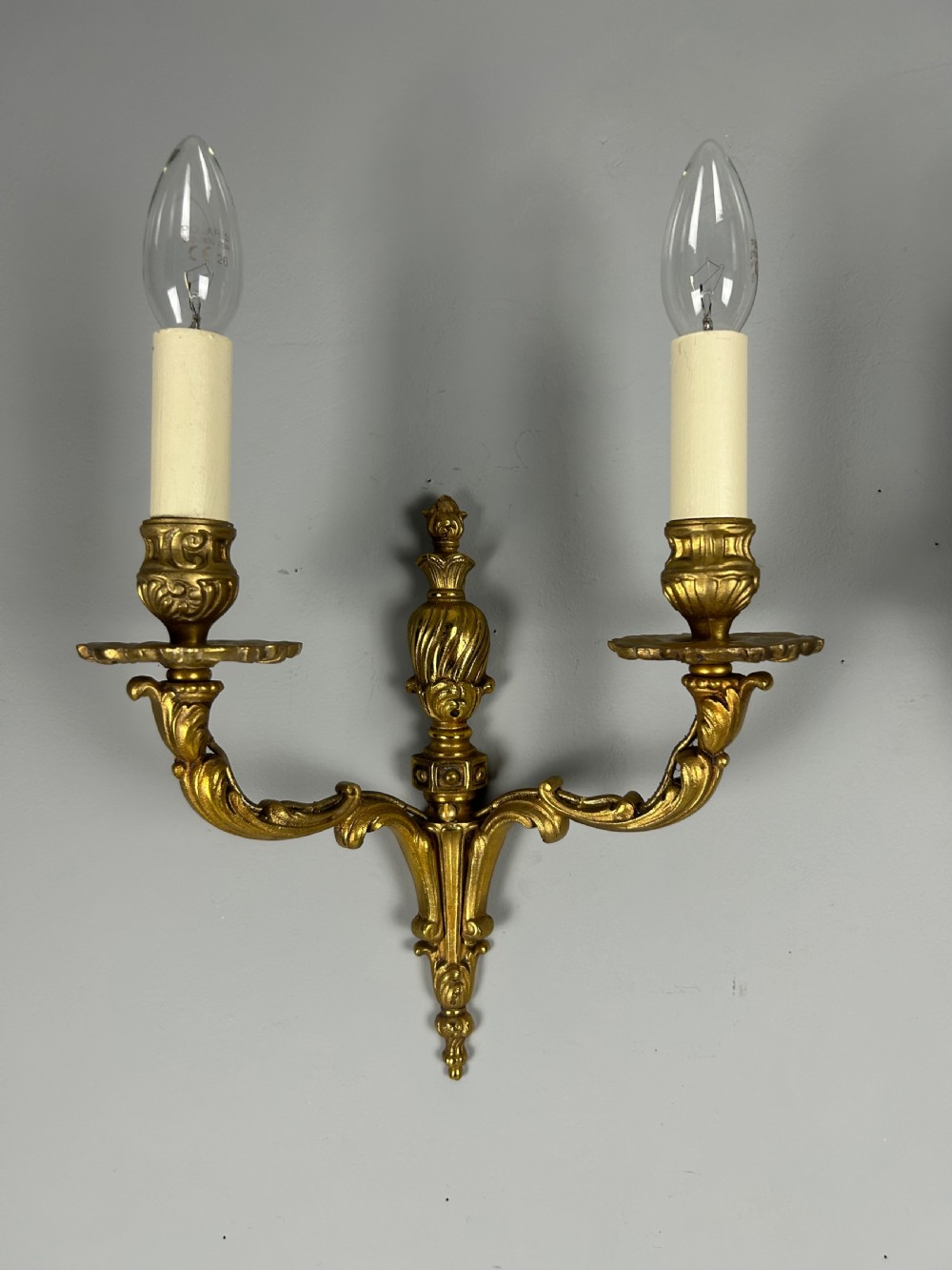 Pair of French Gilded Antique Wall Lights, Rewired View V