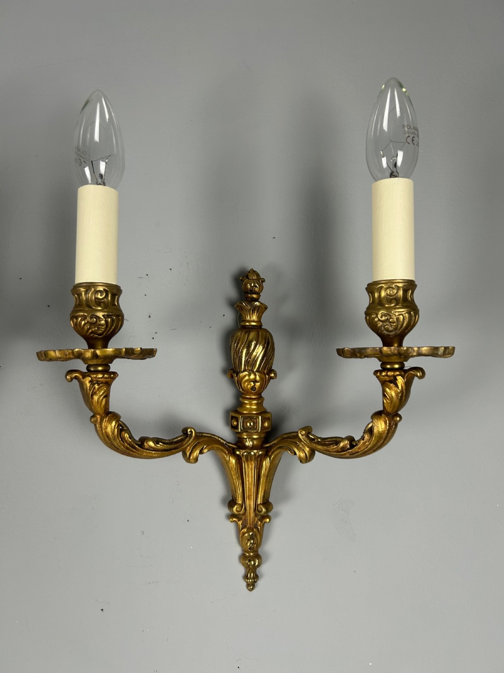 Pair of French Gilded Antique Wall Lights, Rewired View VI