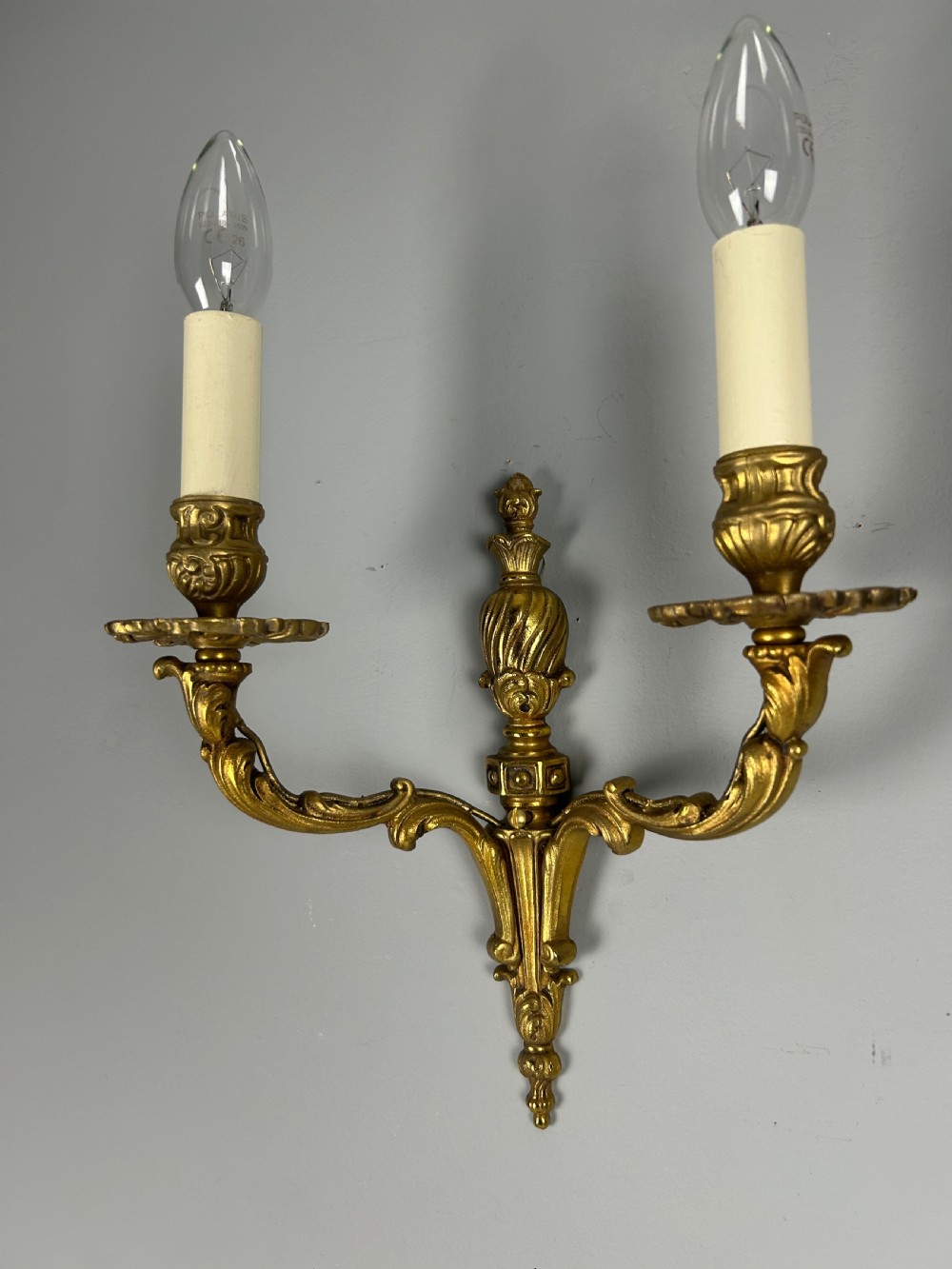Pair of French Gilded Antique Wall Lights, Rewired View VII