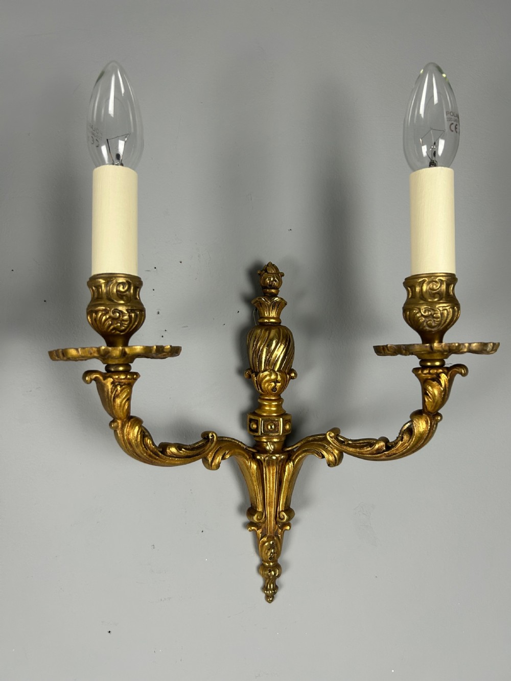 Pair of French Gilded Antique Wall Lights, Rewired View VIII