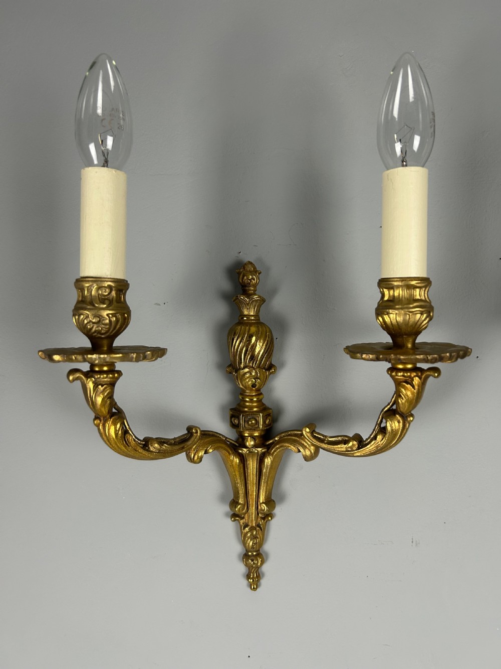 Pair of French Gilded Antique Wall Lights, Rewired View IX
