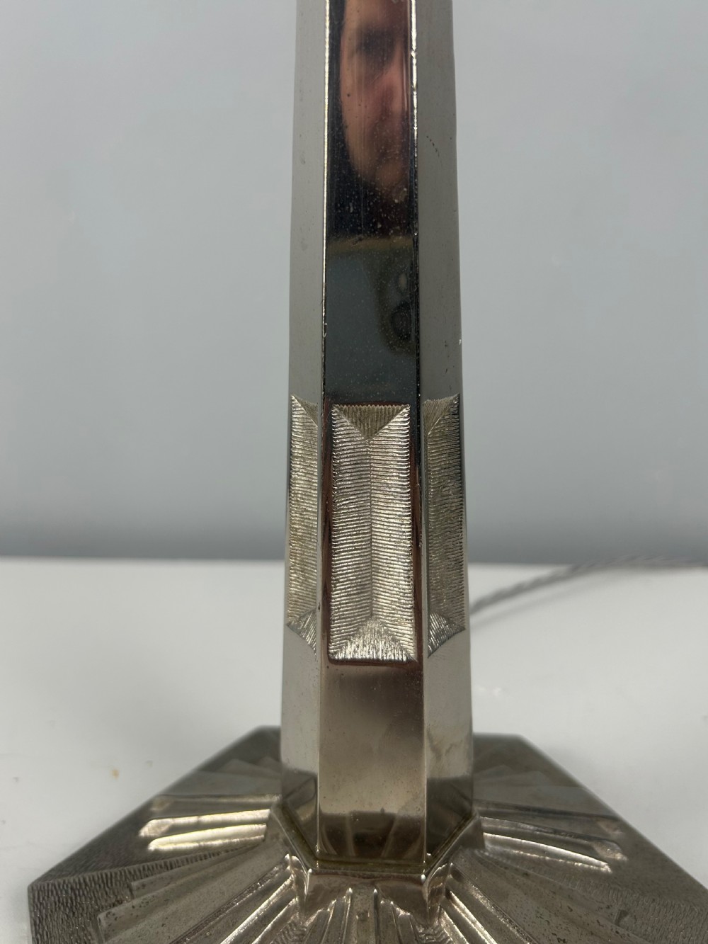 Paris Art Deco Chrome Table Lamp, Rewired  View III