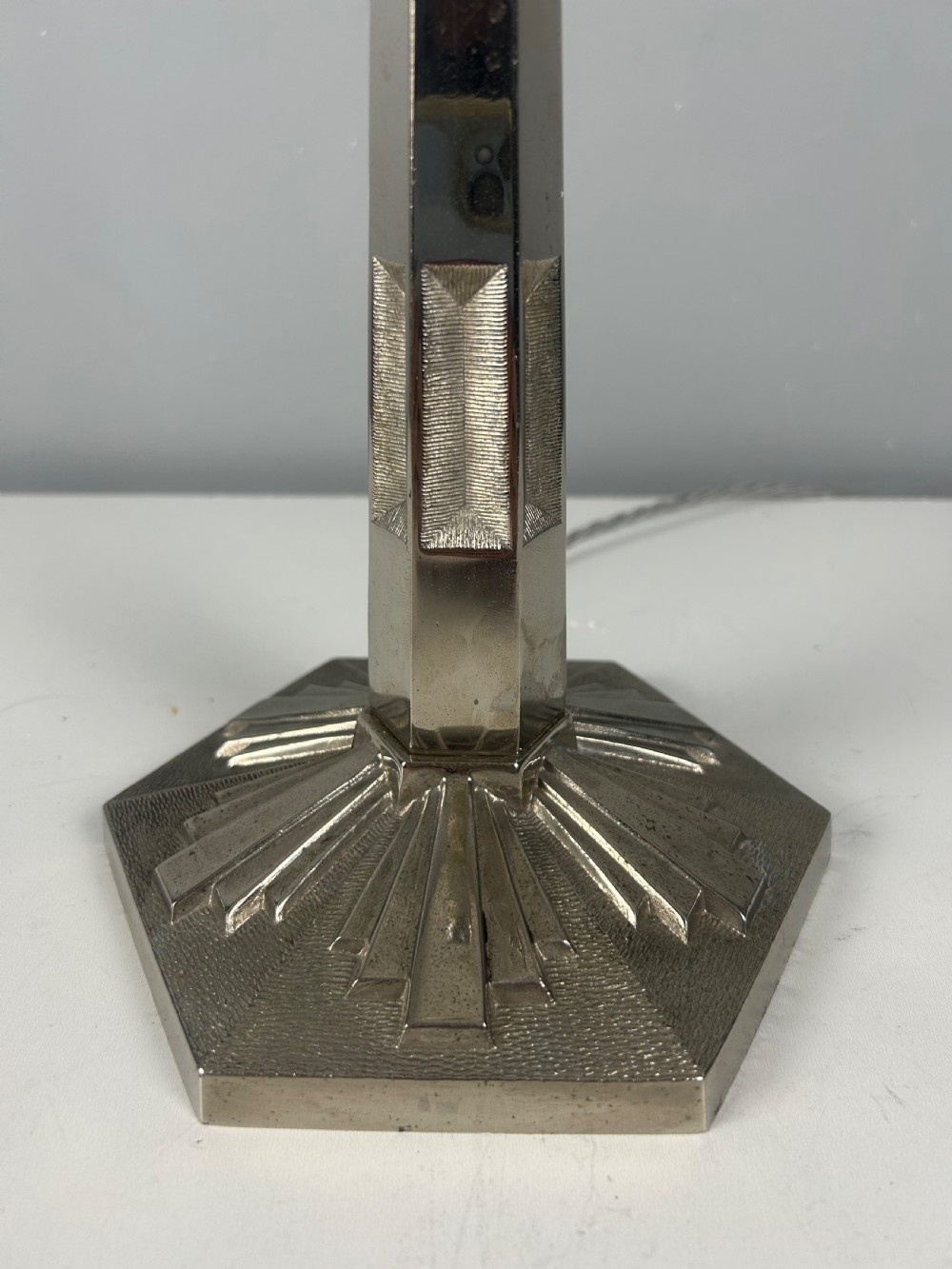 Paris Art Deco Chrome Table Lamp, Rewired  View IV